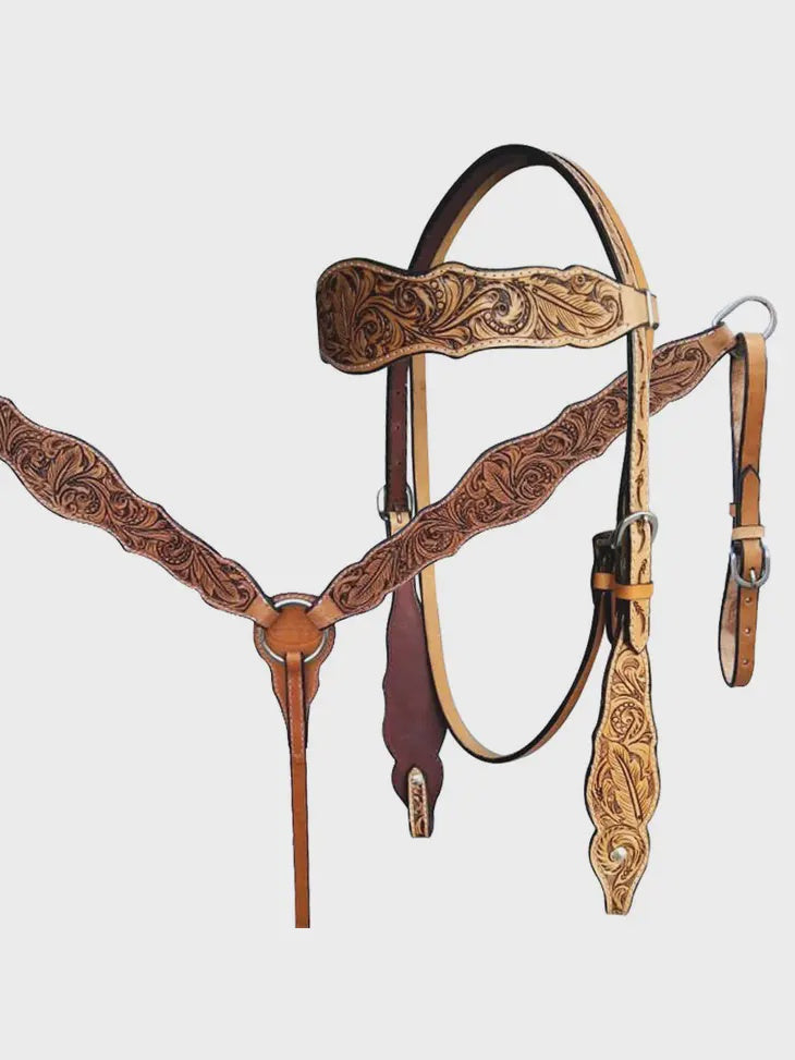 Picture of Hand Tooled Head Collar and Breastplate Set