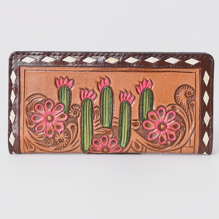 Picture of Hand Tooled Painted Cactus Wallet