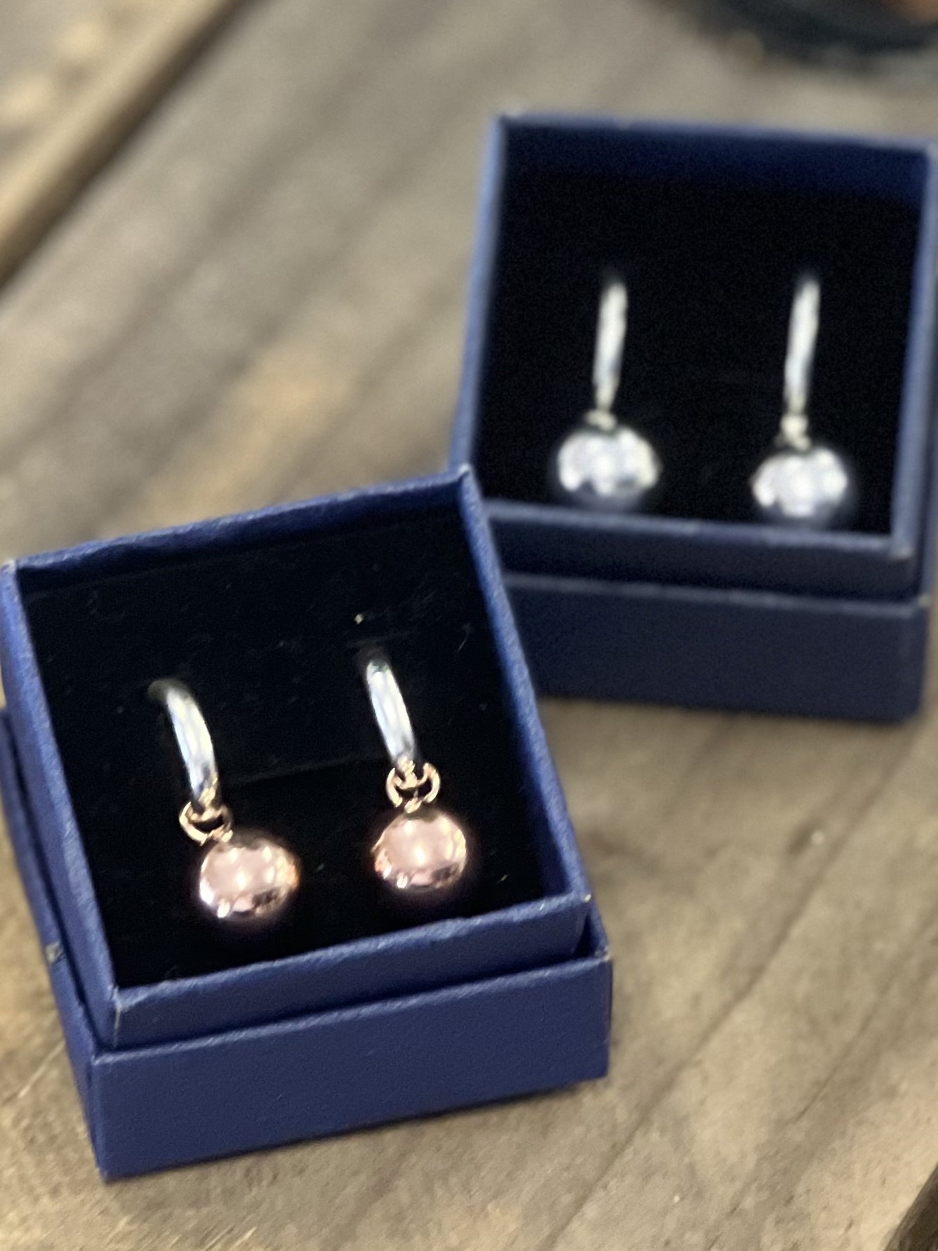 Picture of Rose Gold Hoop and Ball Earrings