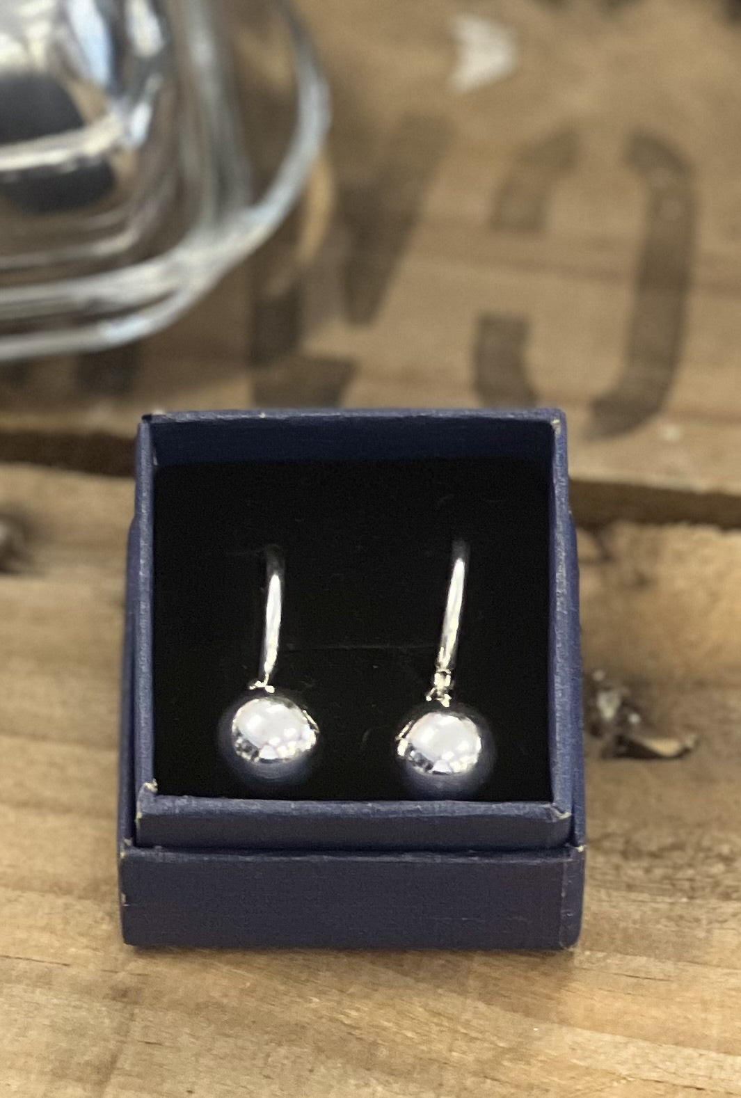 Picture of Sterling Silver Hoop and Ball Earrings