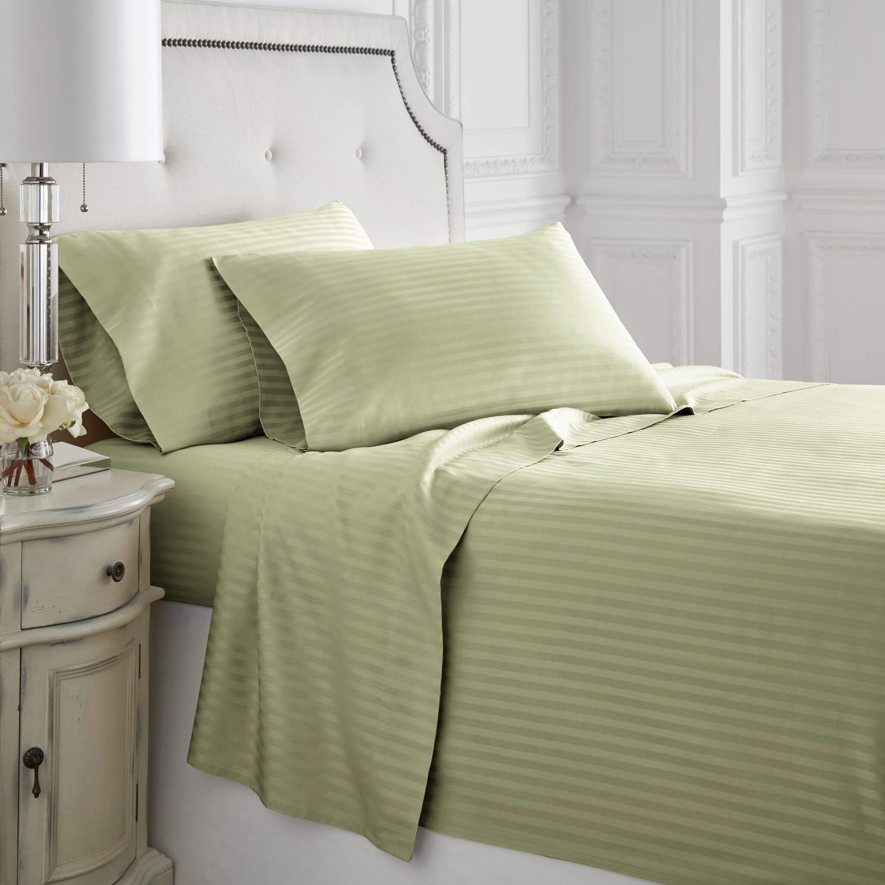 Beautiful Moss Bed Sheets Solid Extra Deep Pocket 1000-1200 TC Egyptian  Cotton