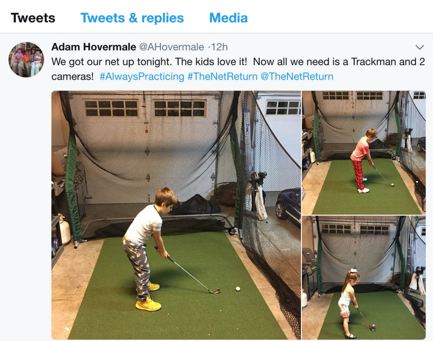 Kids Playing With Pro Series Golf Net in Garage