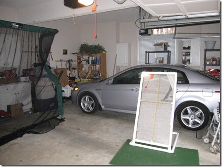 Matt Papes with Pro Series Golf Net in Garage