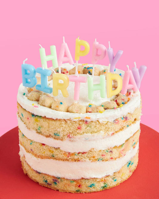 Happy Birthday Pastel Candles, Cake Topper, Cute Bday Decor