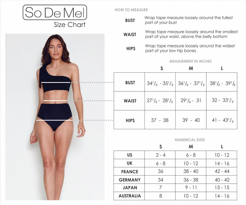 So De Mel Swimsuit Size Chart