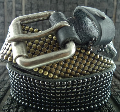 Silver Studs Black Leather Belt Studs Belt Black Studded Belt 