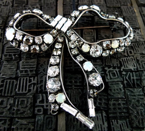 Rhinestone Bow Brooch