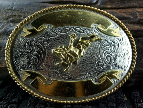 Glimmend transmissie George Bernard Old Rodeo Belt Buckle of a Bull Rider | CHURCHILL in FAIRWAY