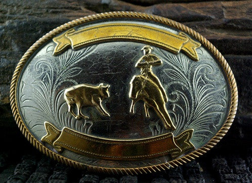 calf roping belt buckle