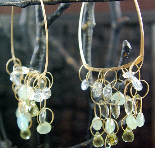 Melissa Joy Manning Square Hoop Earrings with Aquamarines and