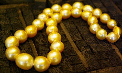 Necklace of Fine Intense Golden South Sea Baroque Pearls Ladies Fine Jewelry  Pearl Necklace Rare South Sea Pearl Strand