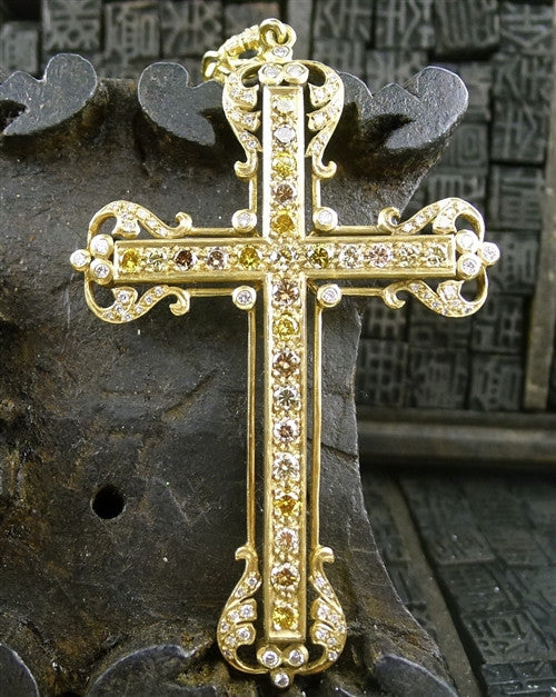 Loree Rodkin Large Vatican Cross with Fancy Colored and White