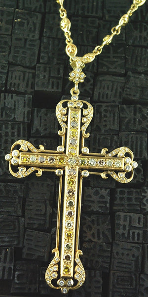 Loree Rodkin Large Vatican Cross with Fancy Colored and White