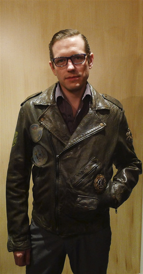 HTC Hollywood Trading Company Leather Bomber Jacket - Dirty Green