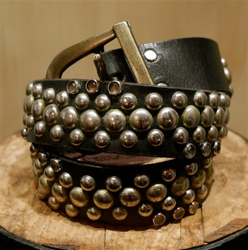 B-Low The Belt Dome Shape Studded Belt on Black Leather