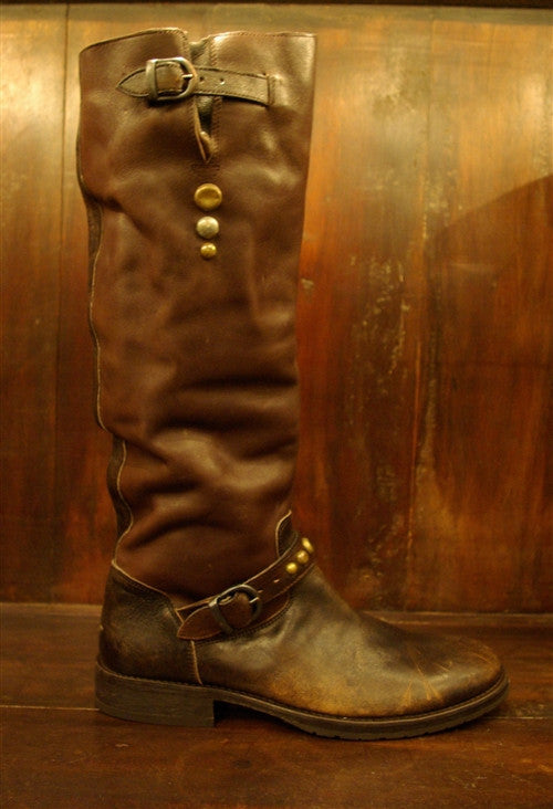 HTC Hollywood Trading Company Brown Hurricane Boot, studded leather ...