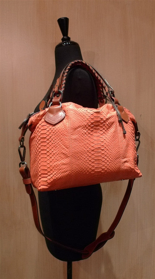 Pauric Sweeney Orange Python Overnight Purse | CHURCHILL in FAIRWAY