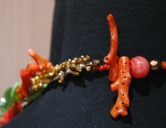 One of a Kind Venetian Glass, Coral, and Bead Necklace