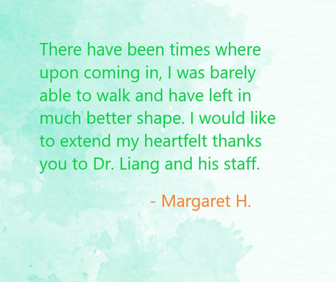 Dr Liang testimonial from Margaret