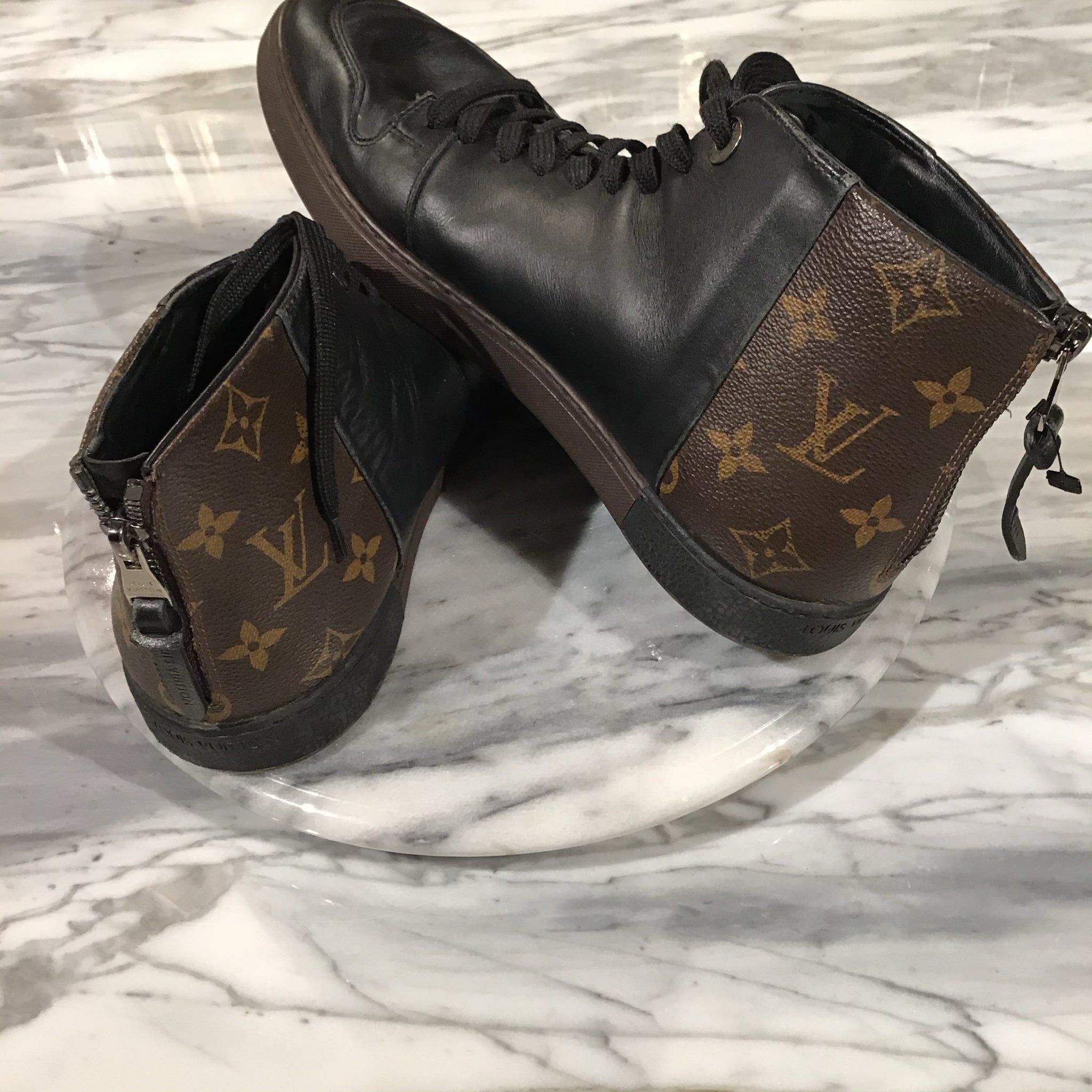 louis vuitton leather high top sneakers