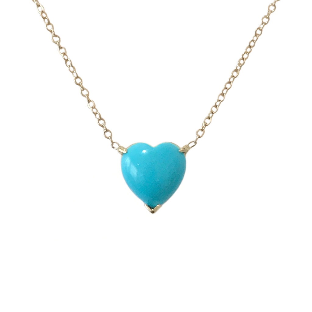 14K Gold Turquoise Heart Solitaire Necklace – Nana Bijou