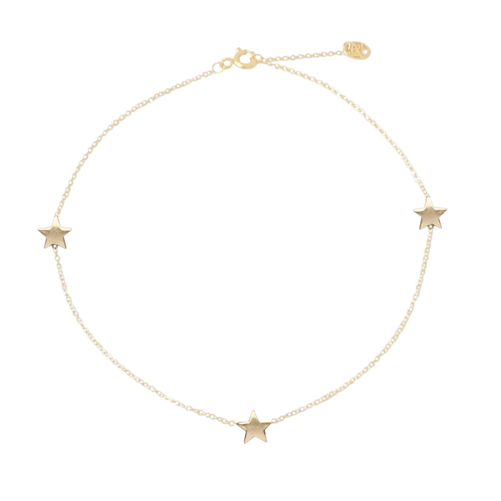 14K Gold Triple Star Ankle Bracelet (Anklet) – Nana Bijou