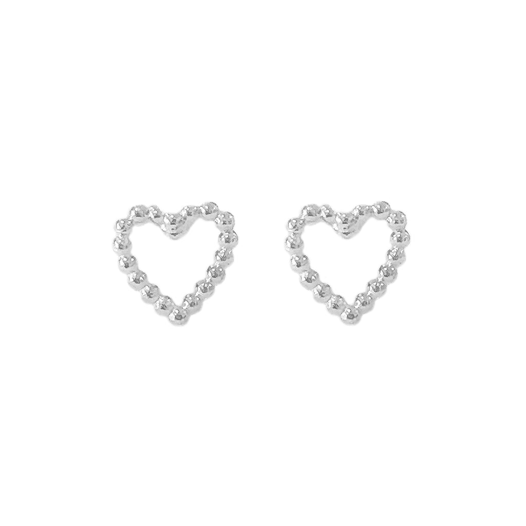 14K Gold Ball Frame Heart Stud Earrings – Nana Bijou