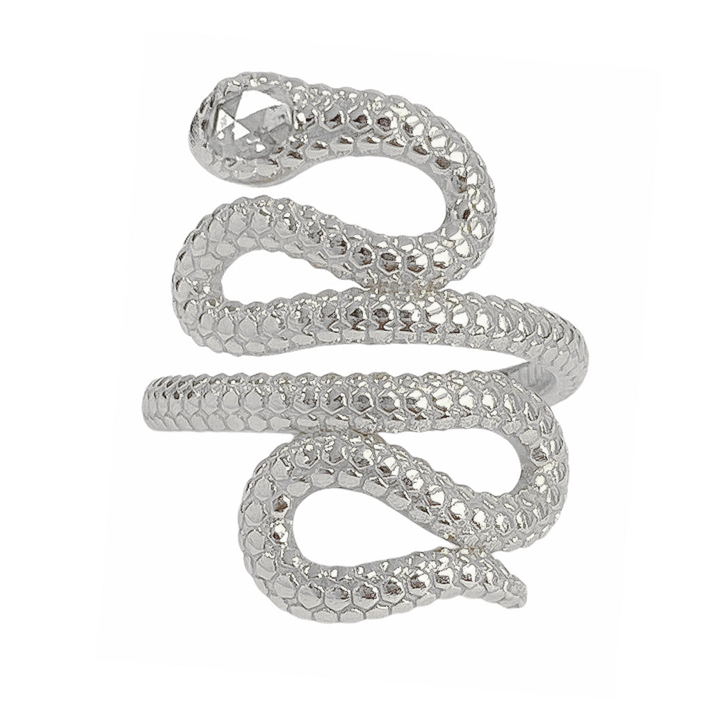 14K Gold Swivel Serpent Snake Wrap Ring ~ Oval Rose Cut Diamond Head ...