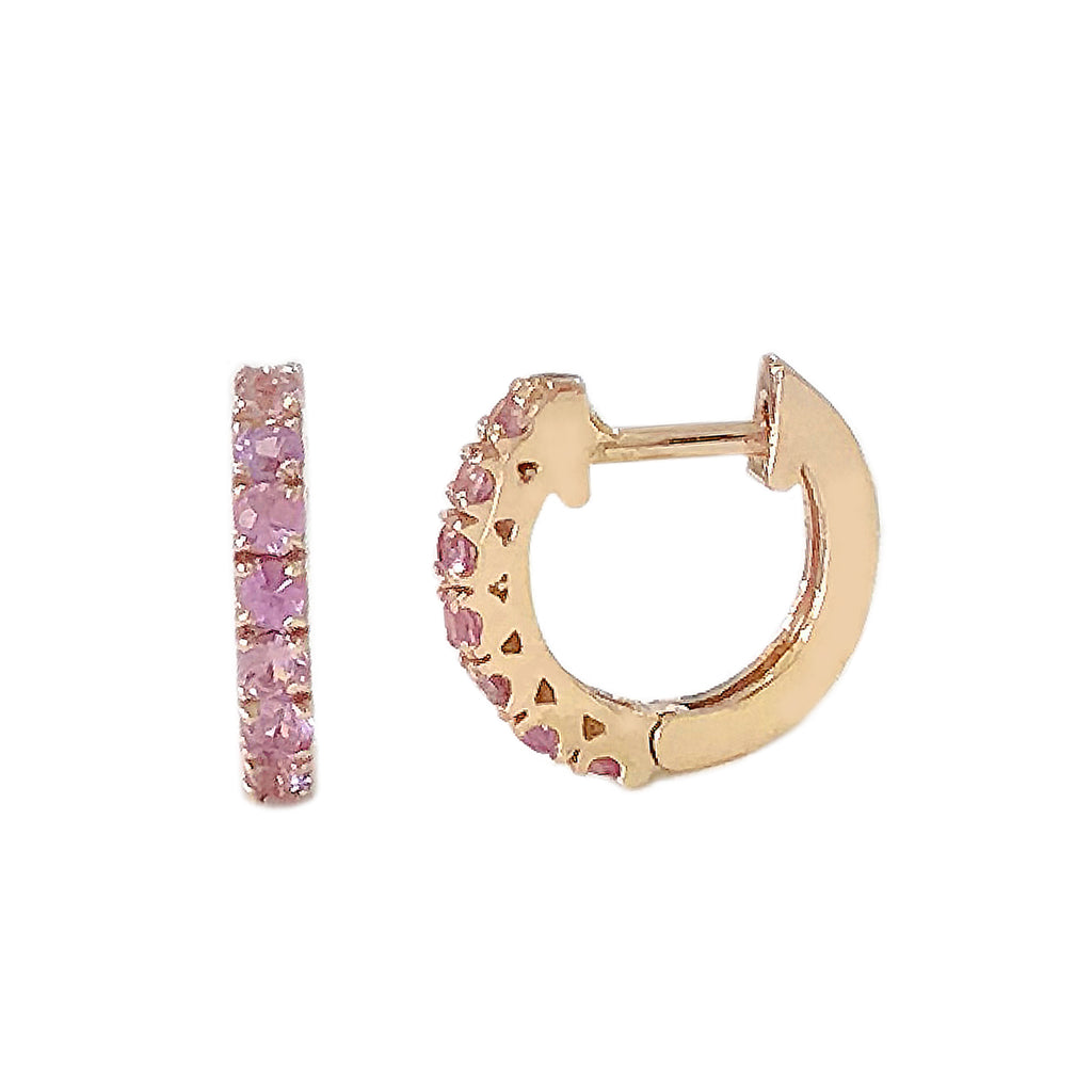 14K Gold Purple Sapphire Thick Huggie Hoop Earrings (11mm x 6mm) – Nana ...