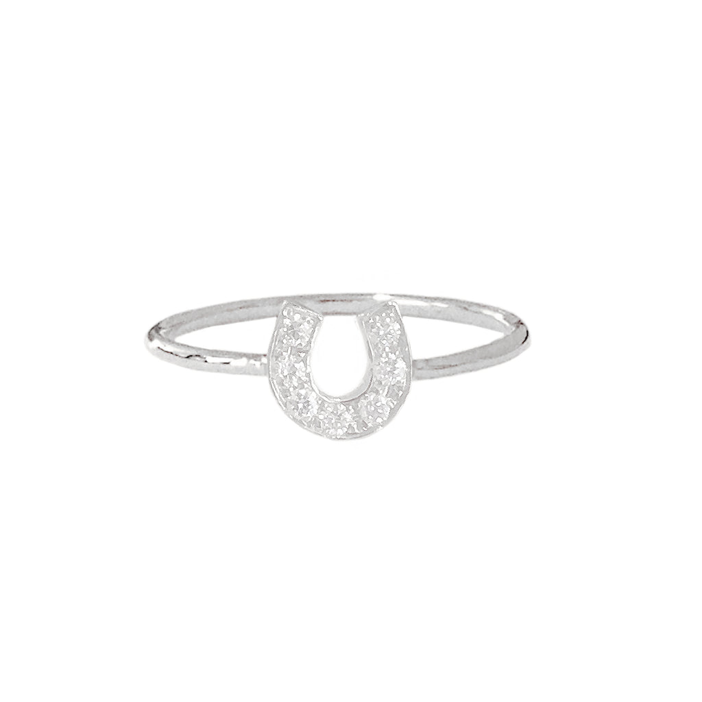 14K Gold Pavé Diamond XS Size Horseshoe Ring – Nana Bijou