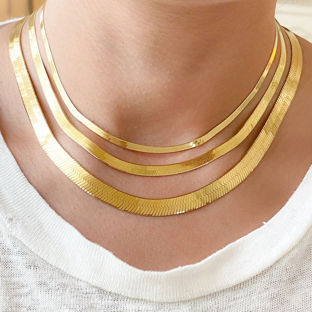 14k gold herringbone necklace 16 inch