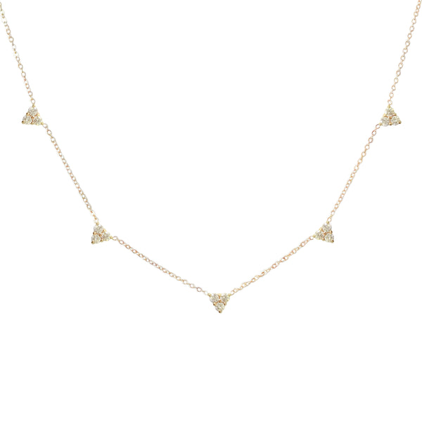 14K Gold Diamond 5 Trinity Cluster Charm Necklace – Nana Bijou