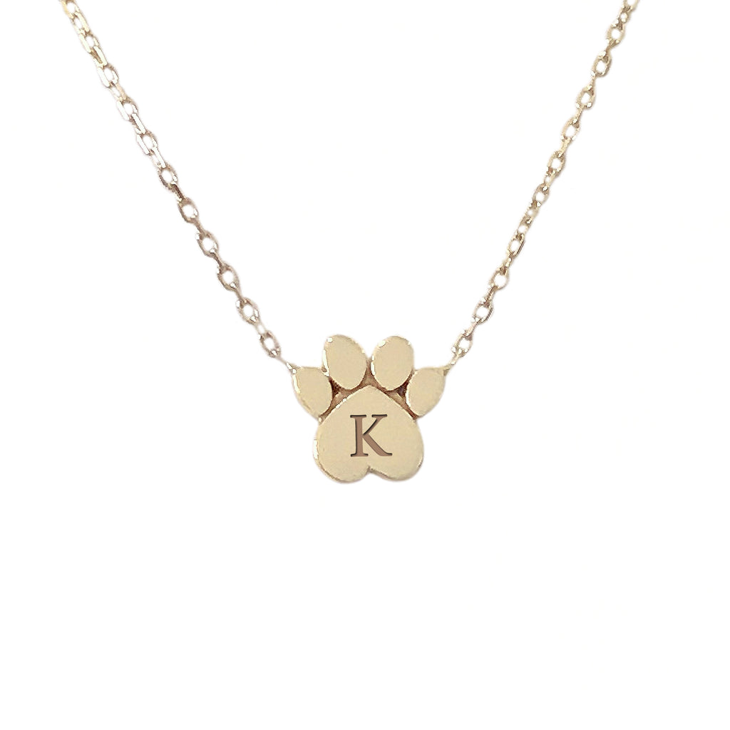 14k gold paw print necklace