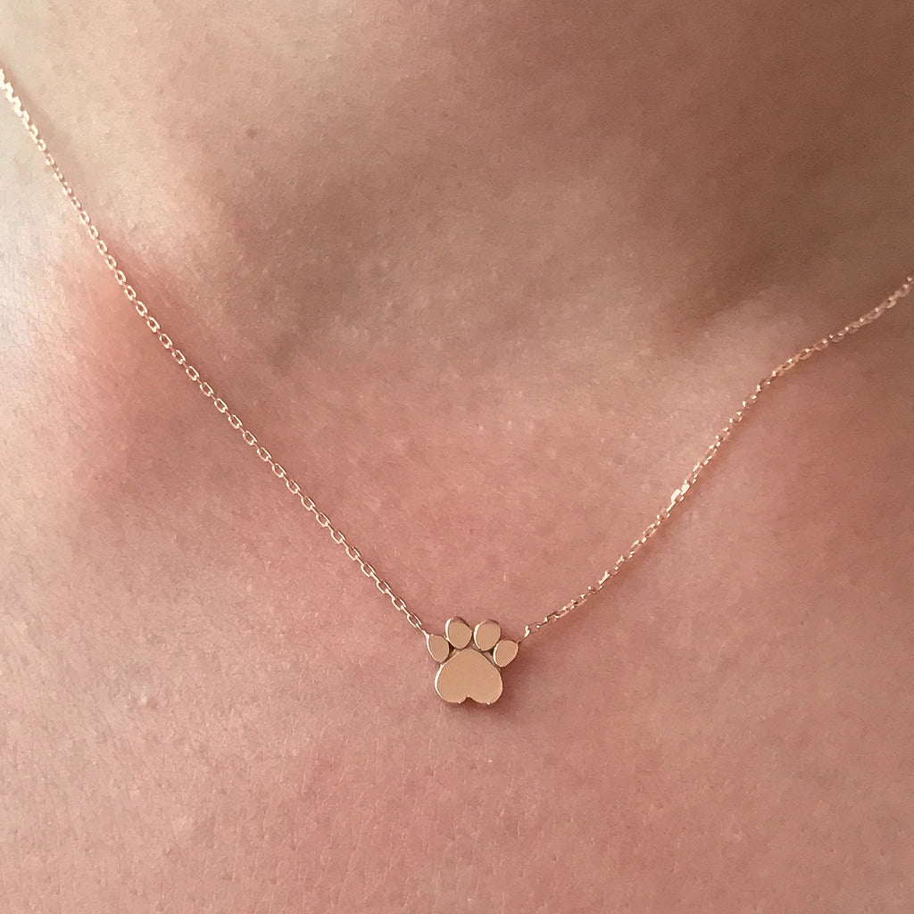 14k gold paw print pendant