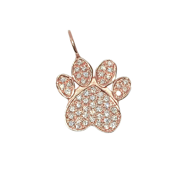 14K Gold Pavé Diamond Paw Print Charm Pendant ~ Large Size – Nana Bijou