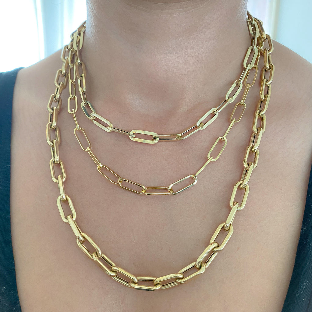 14K Gold Thin Flat Oval Link Chain 