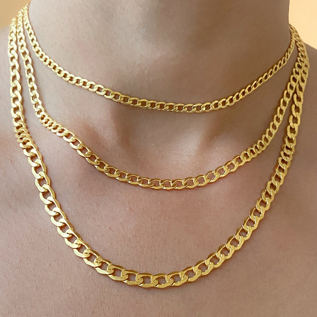 14k gold open link chain necklace