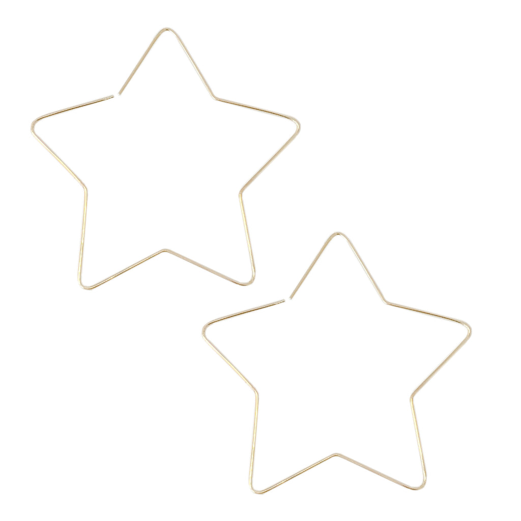 14K Gold XL Size Star Threader Wire Earrings – Nana Bijou