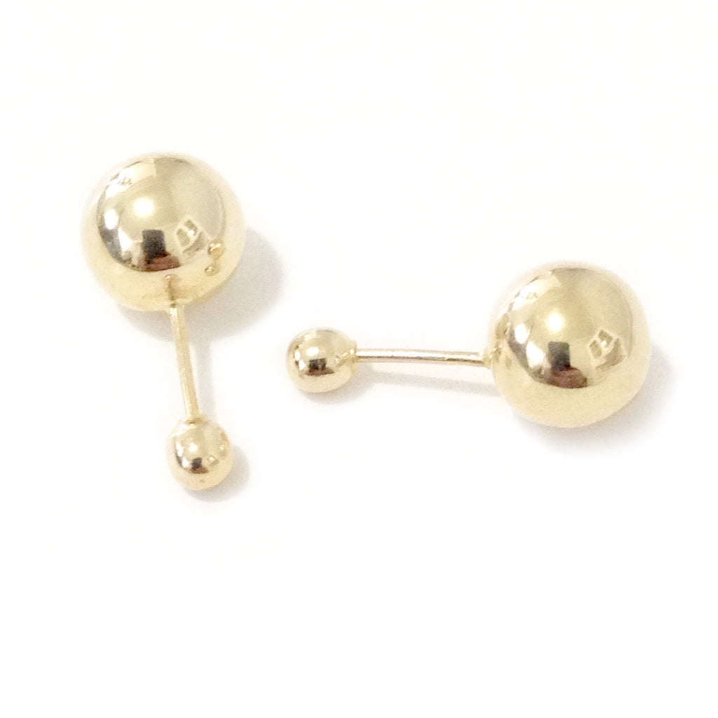 Barbell Collection: Large 14K Gold Barbell Stud Earrings – Nana Bijou