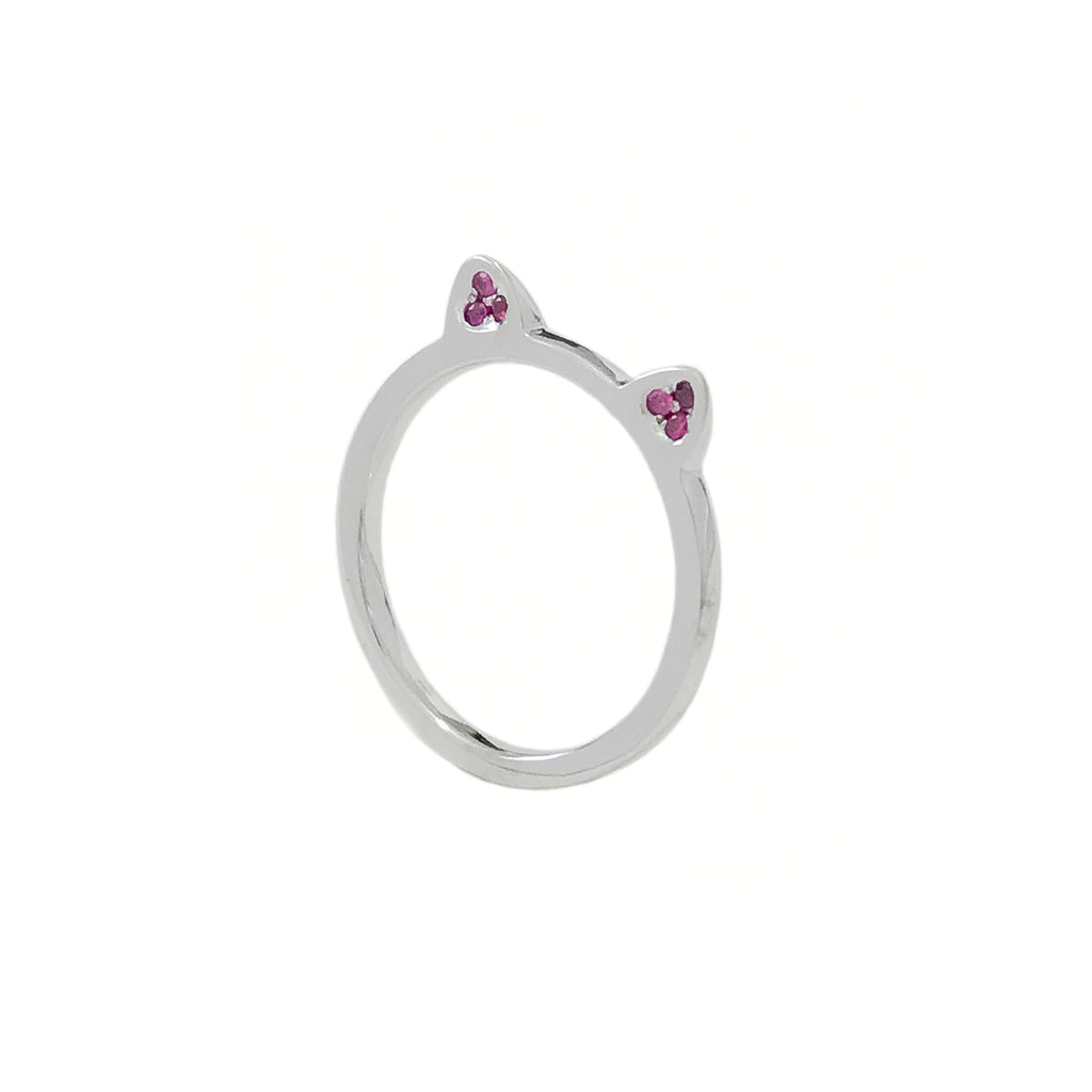 14K Gold Pavé Pink Sapphire Kitty Ring – Nana Bijou