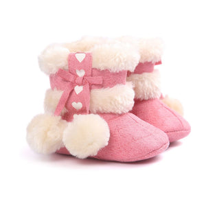 Jlong Winter Toddler Plush Lined Fleece Shoes 0-18M Newborn Baby Boy Girl Snow Boots Infant Soft Sole Buttons  First Walker