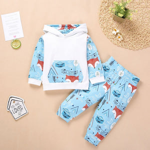 Baywell Fashion Baby Boys Girls Hoodie Set Cute Set Kids Hooded Top + Pants 2 Pack Toddler Autumn Clothing Set 0-24 Months