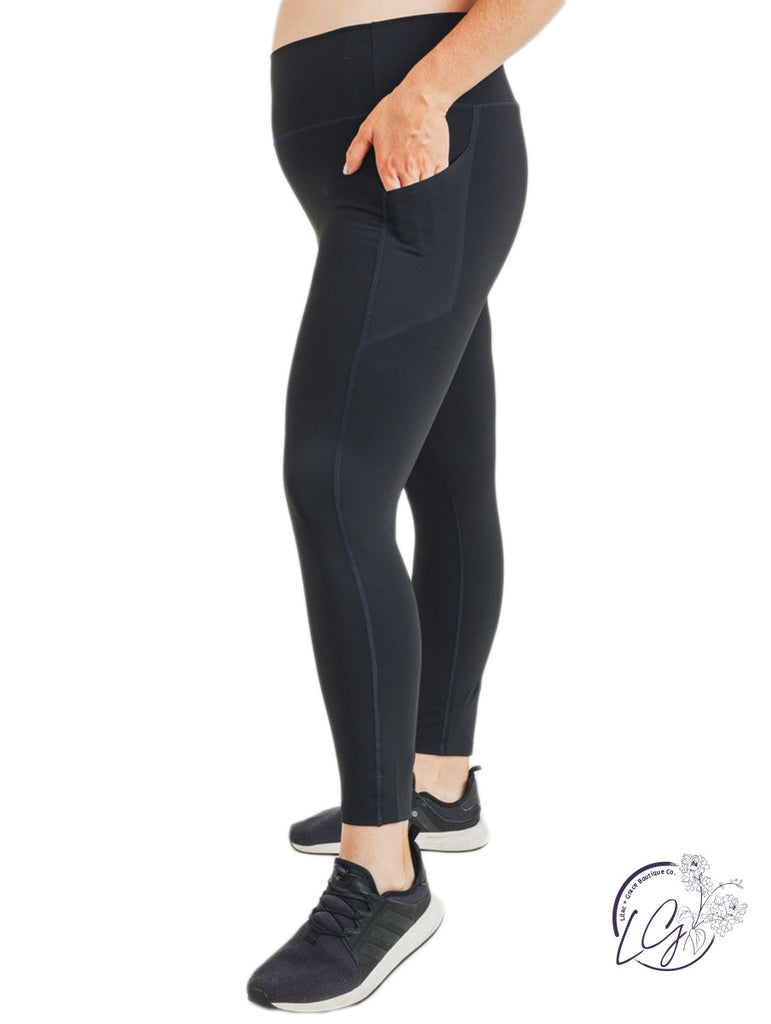 Womens Essential Highrise Ankle Length Leggings with Pockets, 25 Inseam,  Color:Black, Size XXXL (4611)