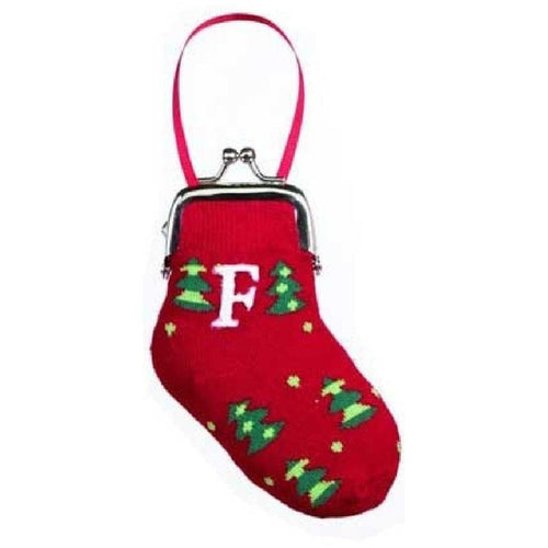 Monogram Christmas Tree Coin Purse Ornament - F.