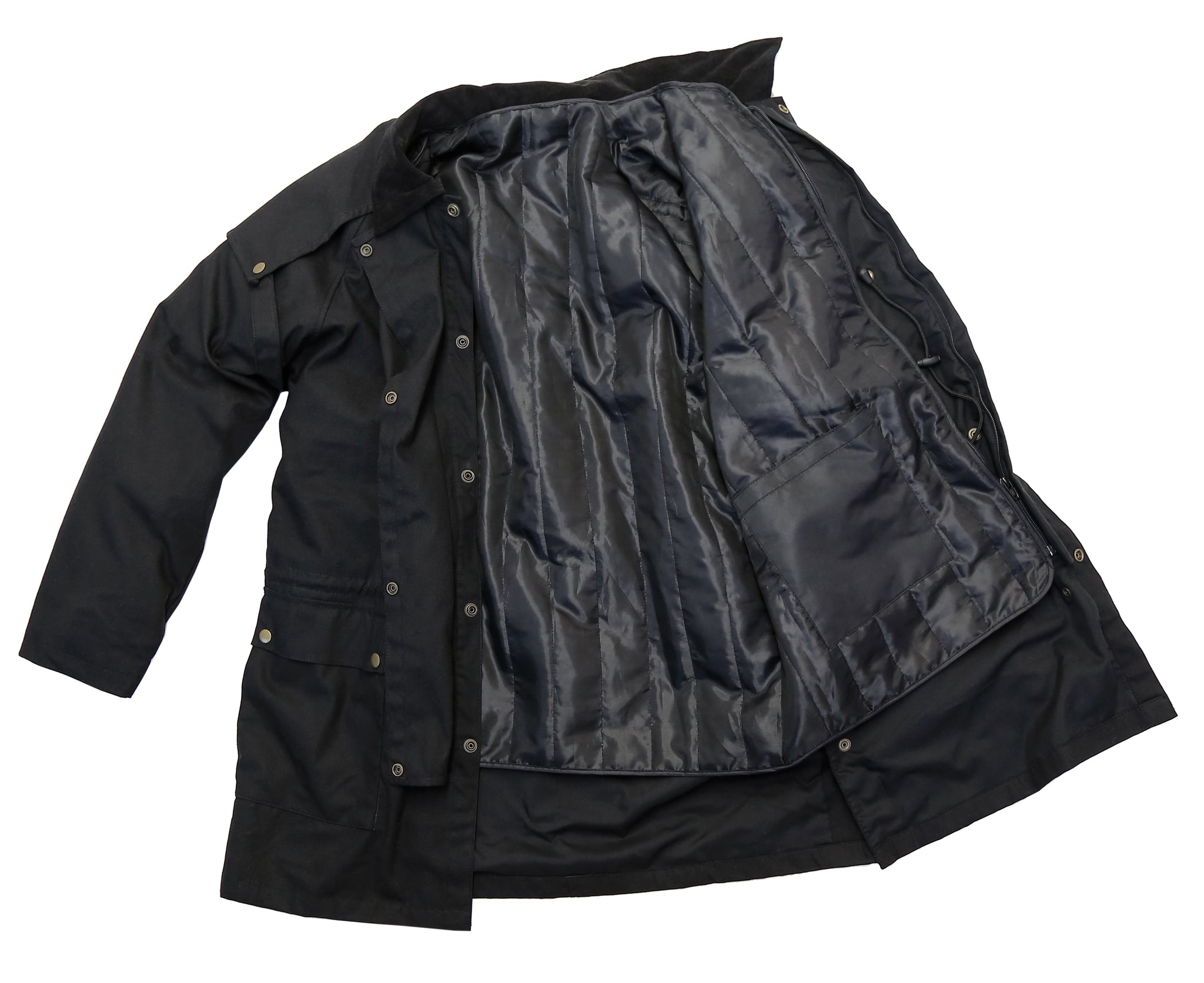 Grillig rit Dempsey Drover, Australische outdoor oilskin jas in het zwart – The King`s Elephant