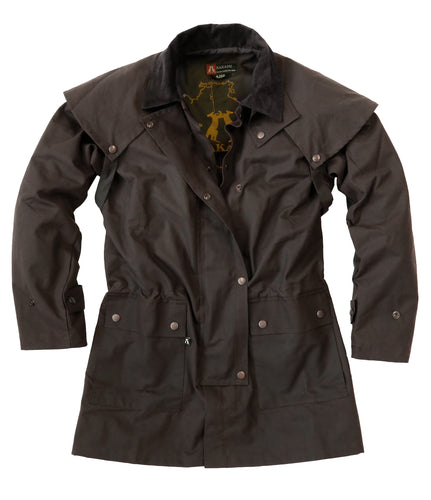 Grillig rit Dempsey Drover, Australische outdoor oilskin jas in het zwart – The King`s Elephant