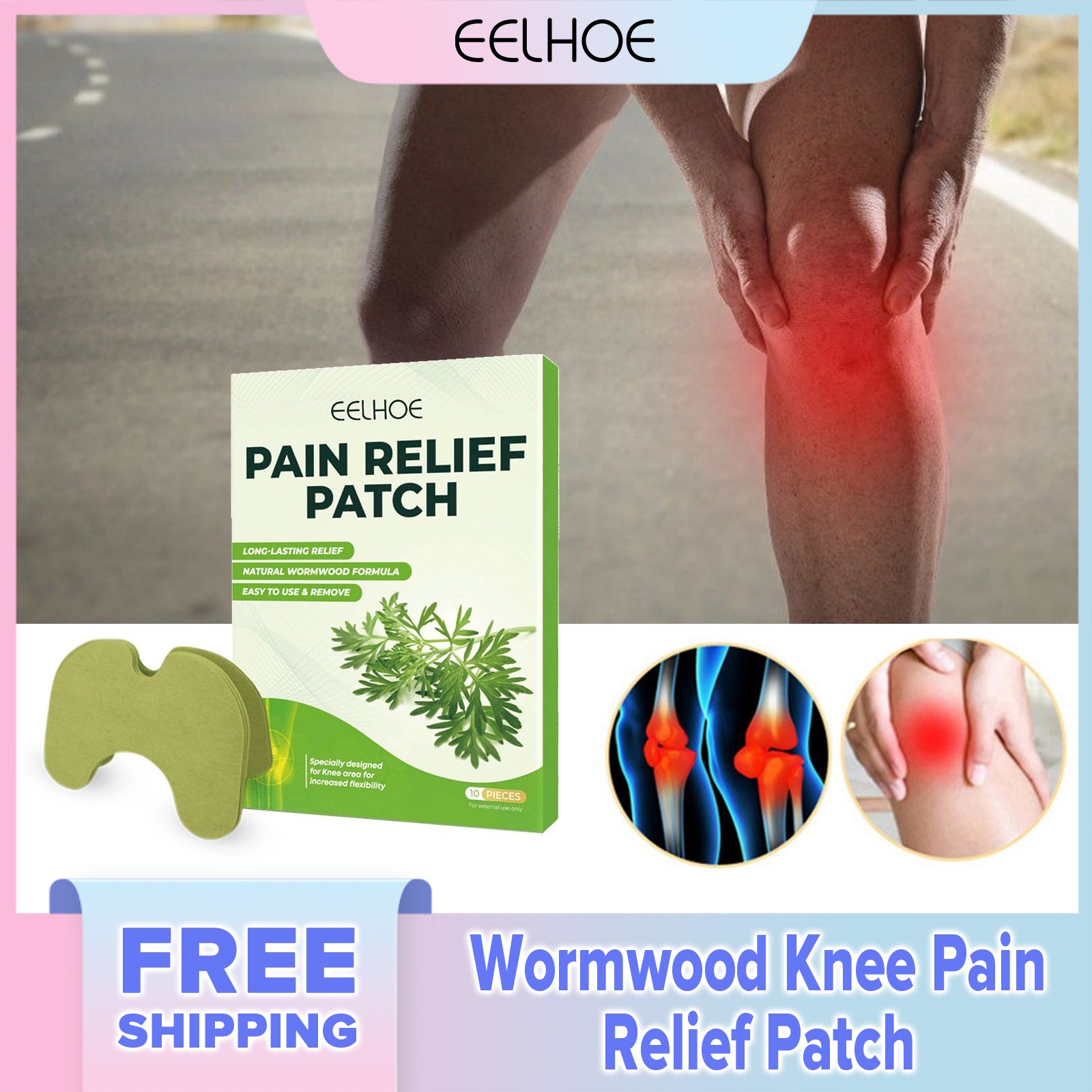 Natural Knee Patch, Long Lasting Relief of Joint Uncomfortable Wormwood  Extract Sticker, Knee Patches (24)
