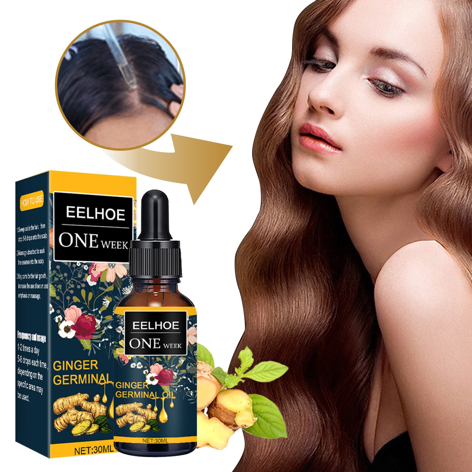 EELHOE Ginger Hair Growth Oil Nourishes Scalp Roots Hair Care – jaynehoe