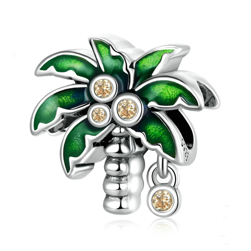 Rhinestone silver palm tree Croc Charms