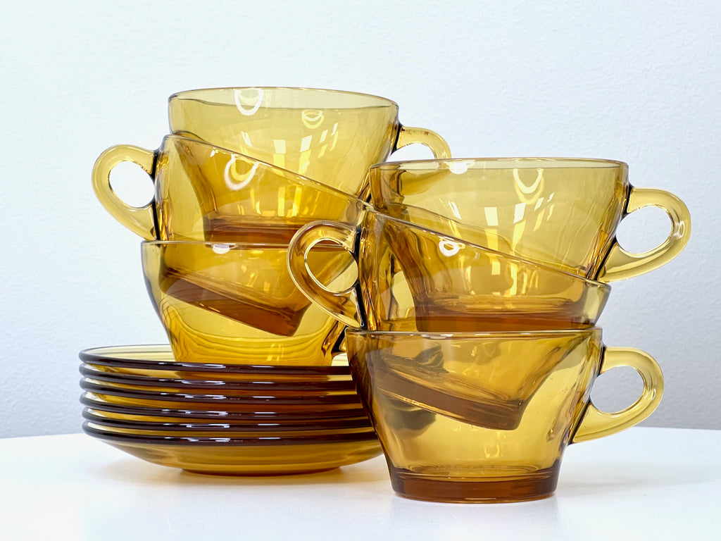 2 Vintage Italian Espresso Amber Color Glass Cups, Vintage Clear Glass  Coffee Cups, Demitasse Espresso Cups 